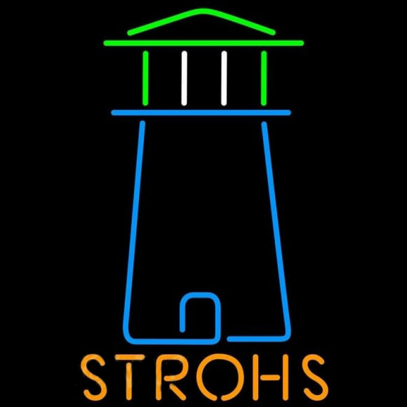 Strohs Lighthouse Art Beer Sign Neonreclame