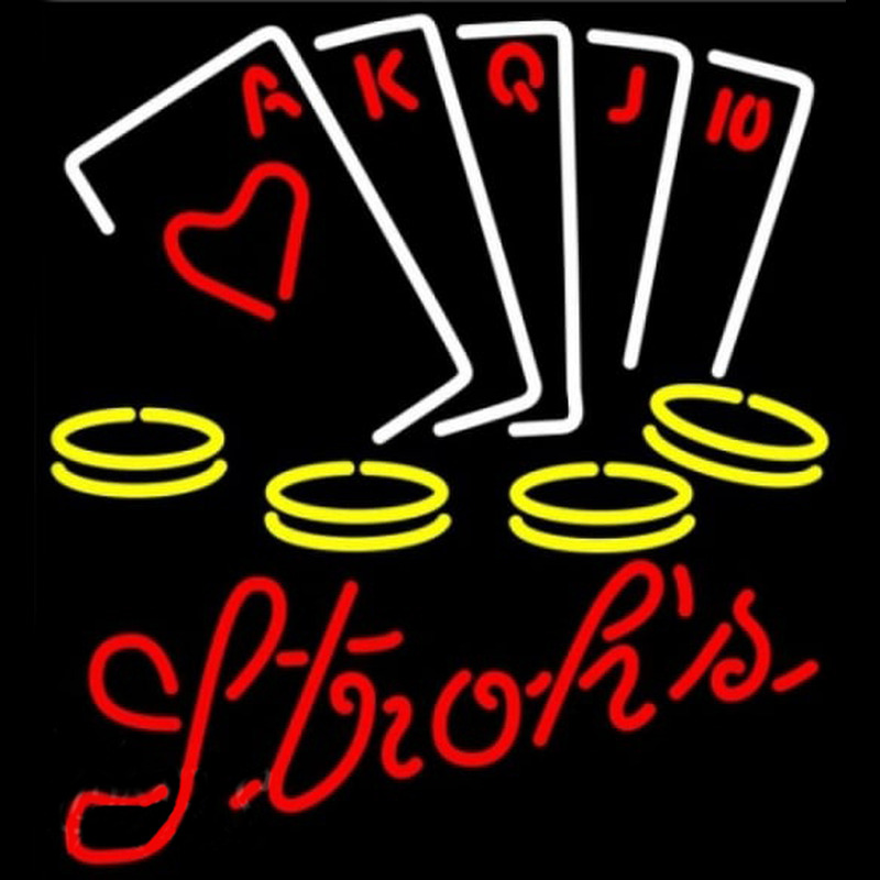 Strohs Poker Ace Series Beer Sign Neonreclame