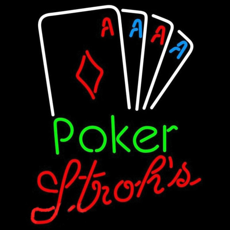 Strohs Poker Tournament Beer Sign Neonreclame