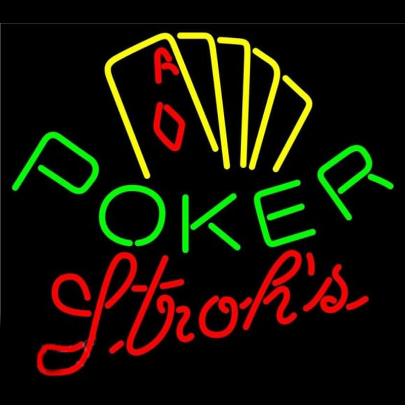 Strohs Poker Yellow Beer Sign Neonreclame