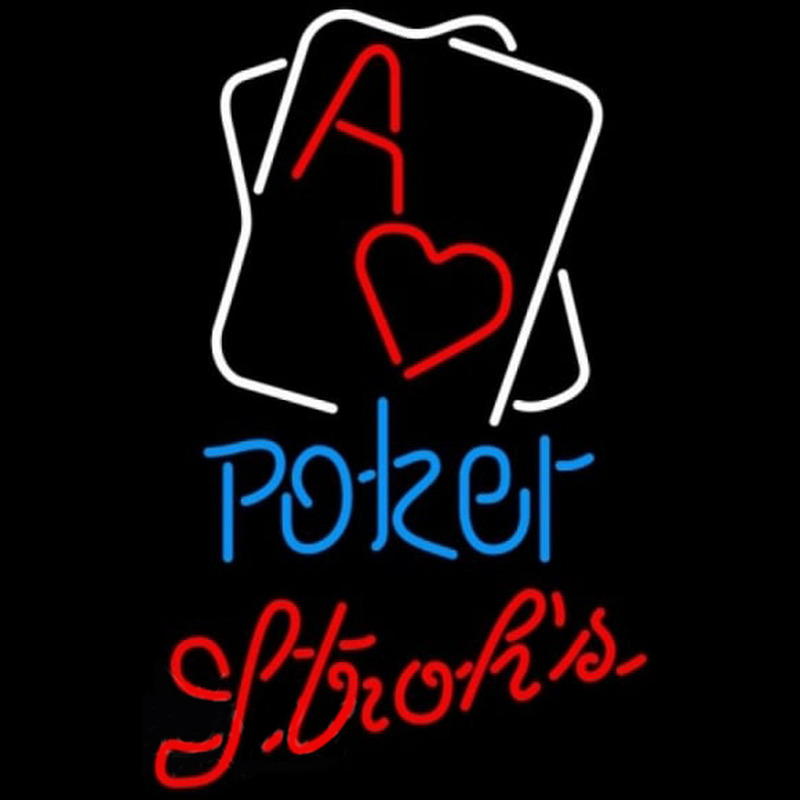 Strohs Rectangular Black Hear Ace Poker Beer Sign Neonreclame