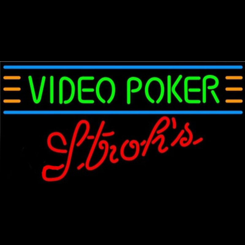 Strohs Video Poker Beer Sign Neonreclame