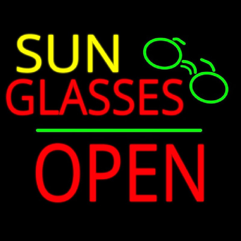 Sun Glasses Block Open Green Line Neonreclame