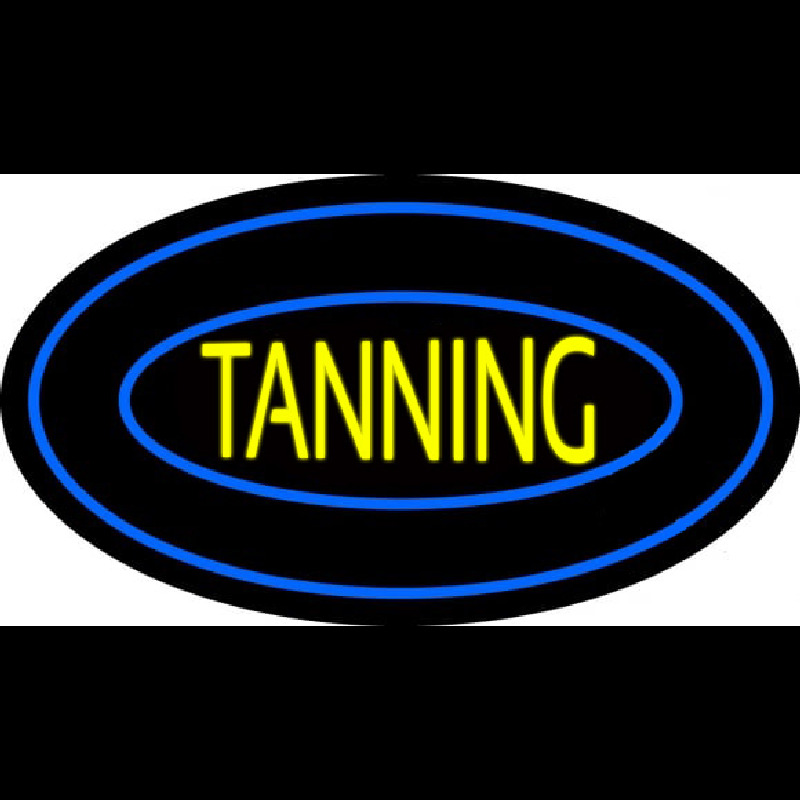 Tanning Double Oval Blue Border Neonreclame