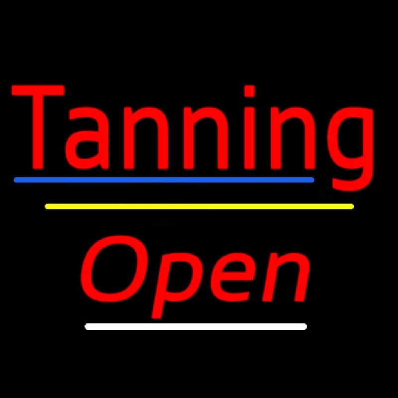 Tanning Open Yellow Line Neonreclame