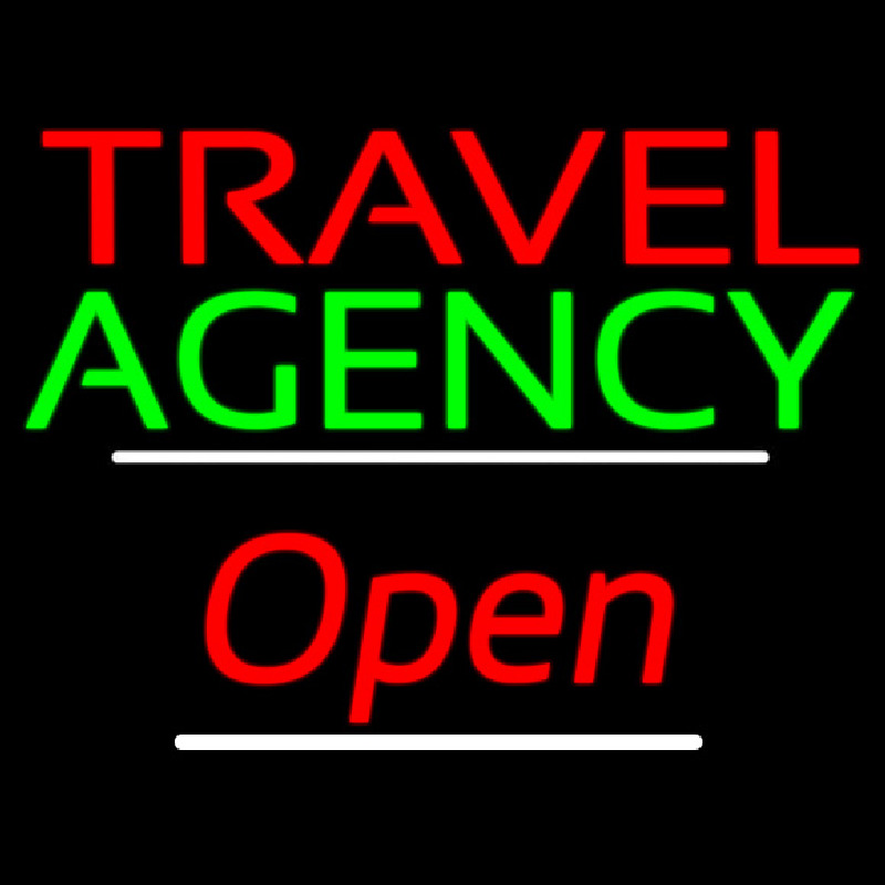 Travel Agency Open White Line Neonreclame