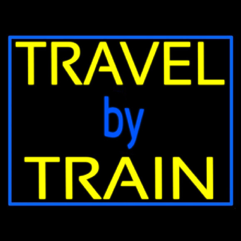 Travel By Train With Border Neonreclame