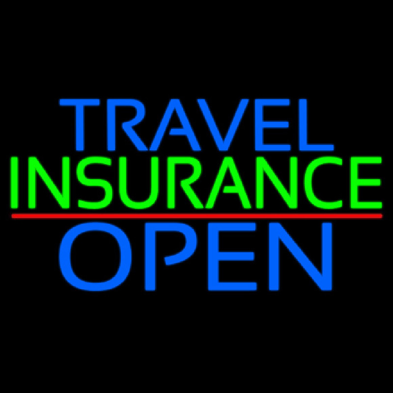 Travel Insurance Open Block Red Line Neonreclame