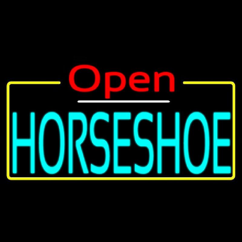 Turquoise Horseshoe Open Neonreclame