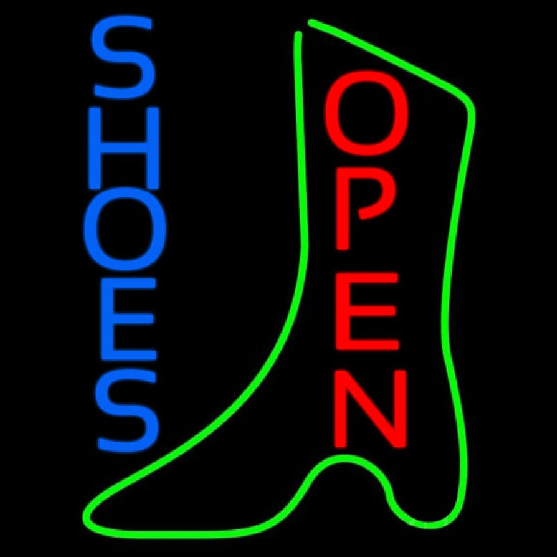 Vertical Blue Shoes Open Neonreclame