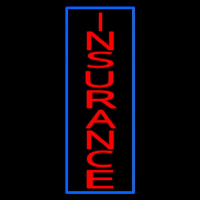 Vertical Red Insurance Blue Border Neonreclame