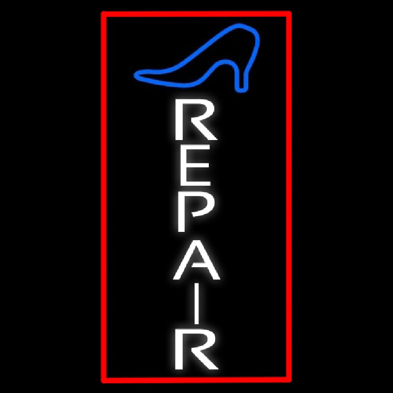 Vertical Shoe Repair With Border Neonreclame