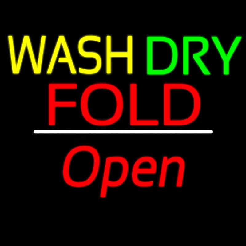 Wash Dry Fold Open White Line Neonreclame