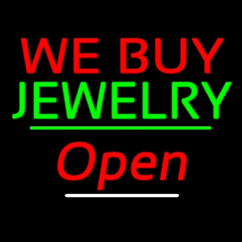 We Buy Jewelry Open Green Line Neonreclame