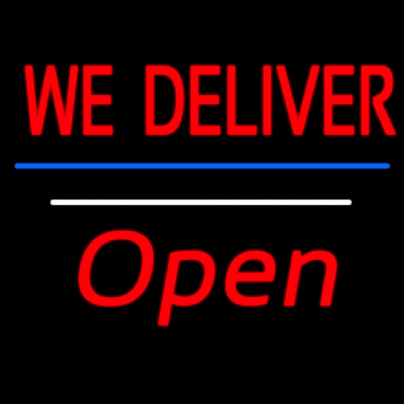 We Deliver Open White Line Neonreclame