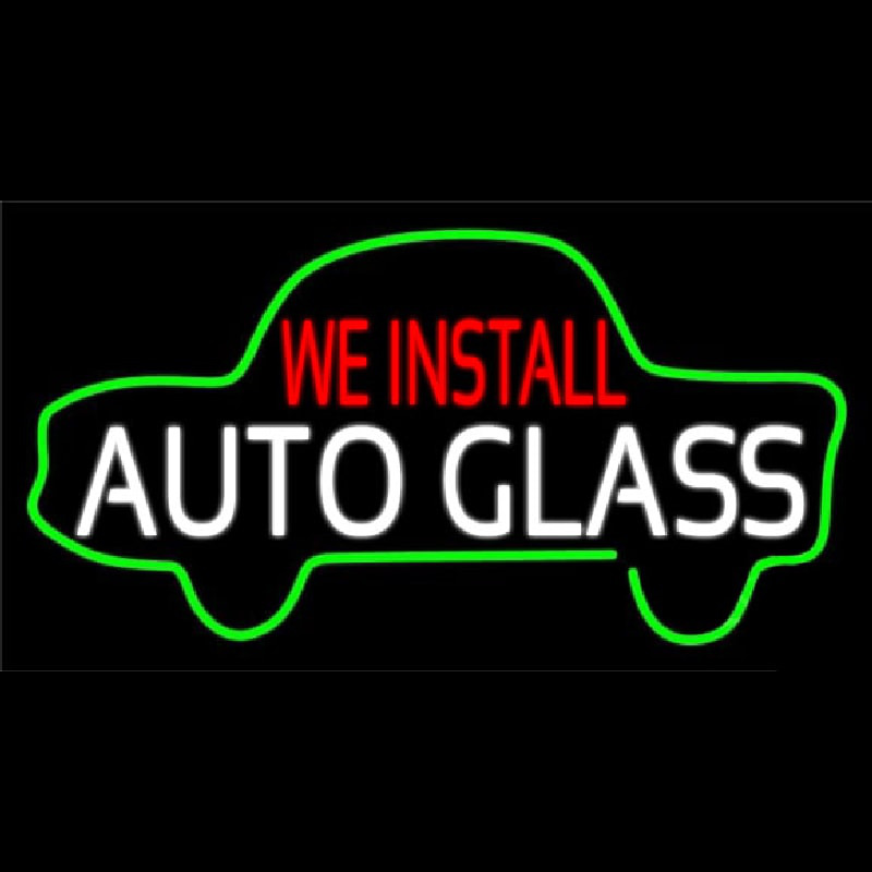 We Install Auto Glass Car Logo Neonreclame