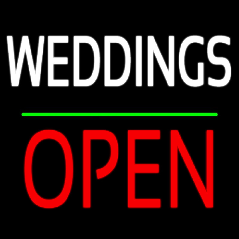 Weddings Block Red Open Green Line Neonreclame