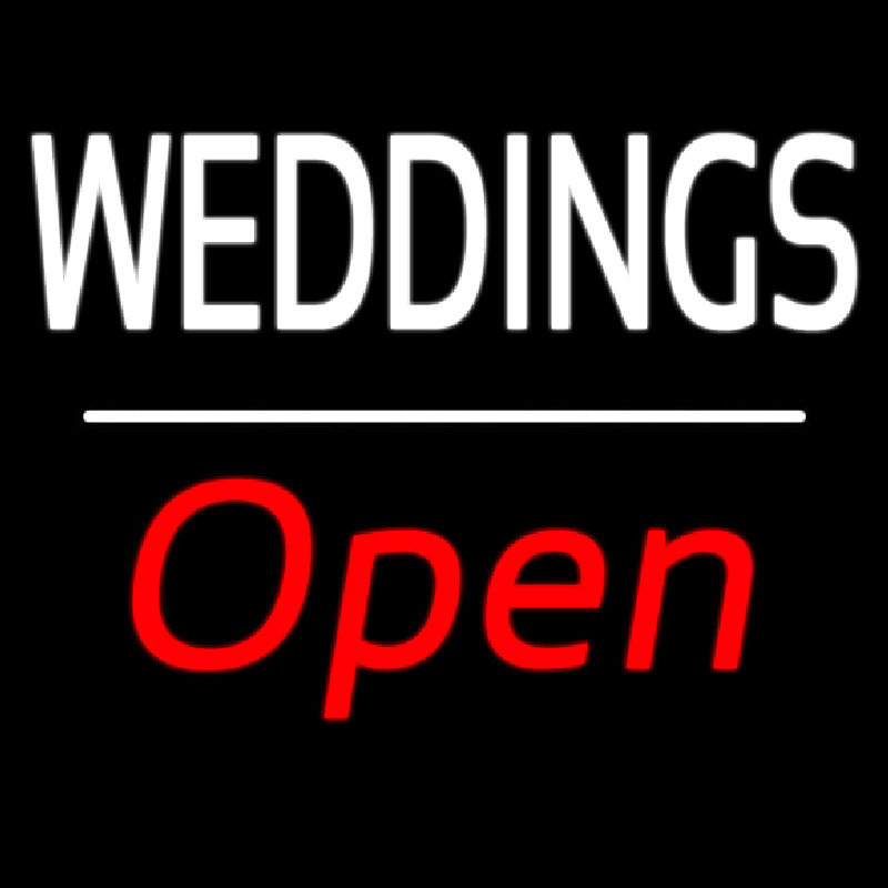 Weddings Open White Line Neonreclame