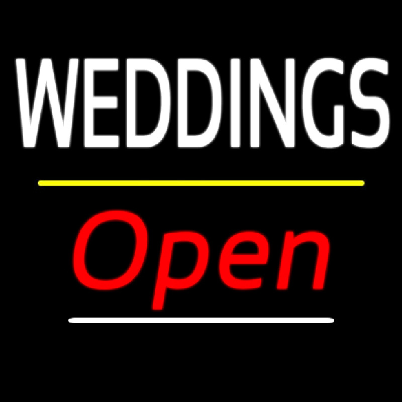 Weddings Open Yellow Line Neonreclame