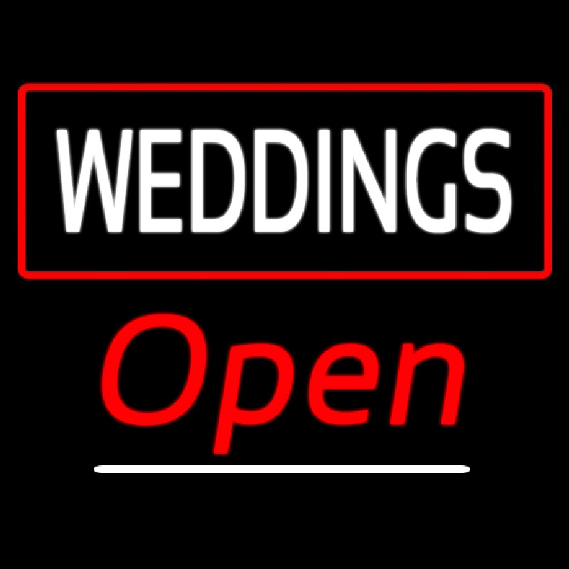 Weddings White Open Red Neonreclame