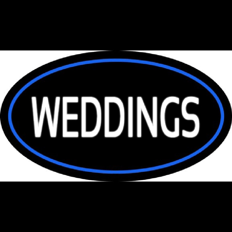 Weddings White Oval Blue Neonreclame