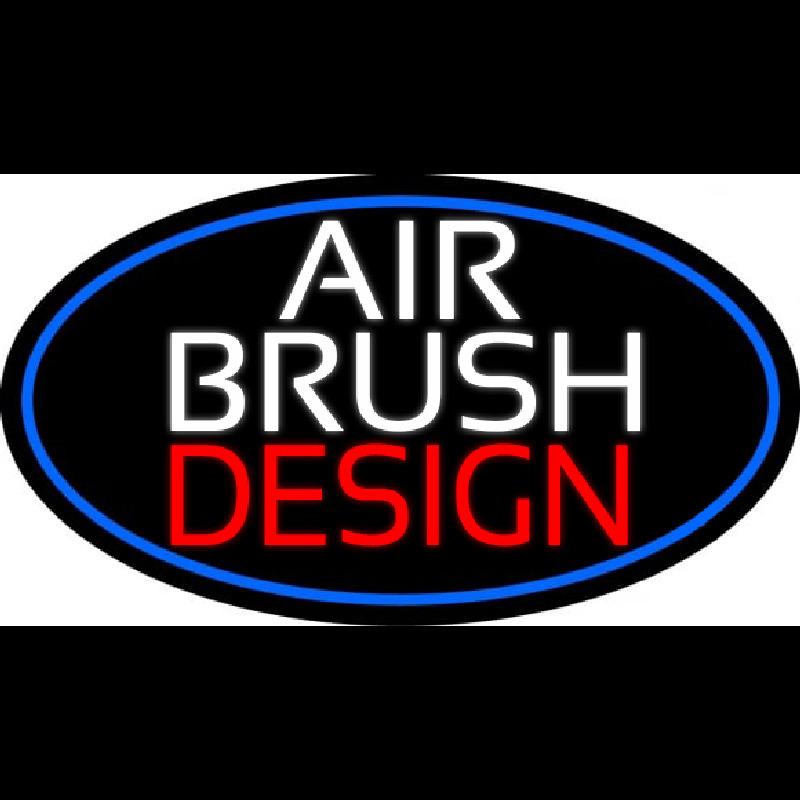 White Air Brush Design With Blue Border Neonreclame