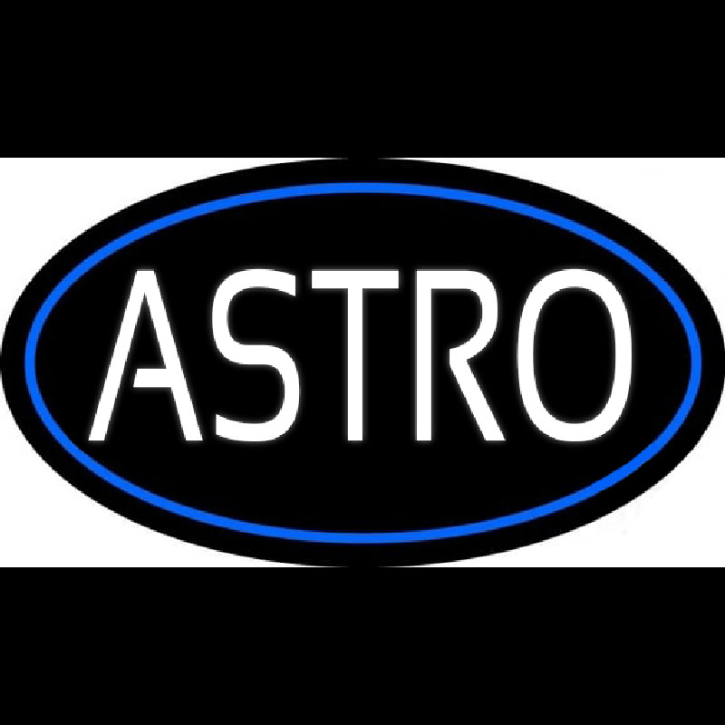 White Astro Blue Border Neonreclame