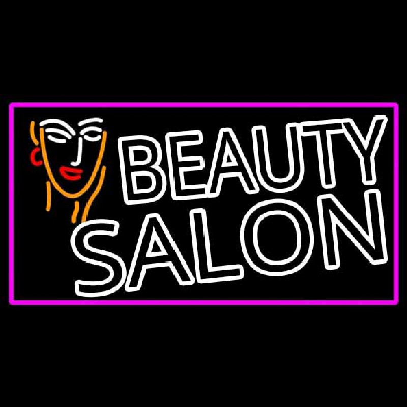 White Beauty Salon With Girl Neonreclame