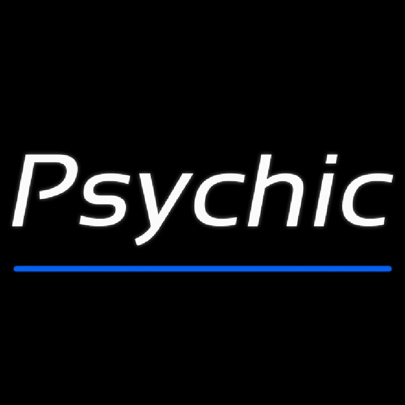 White Cursive Psychic Blue Line Neonreclame