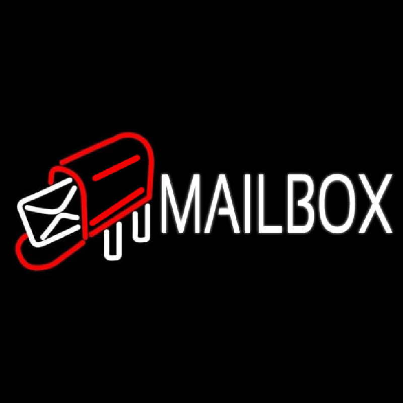 White Mailbo  Red Logo Neonreclame