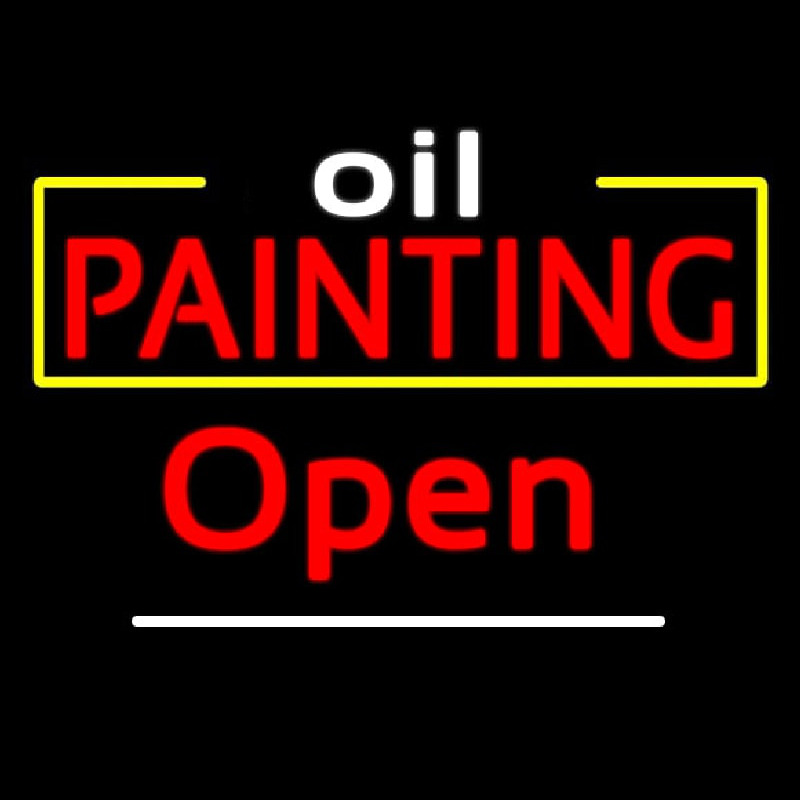 White Oil Red Painting Open Neonreclame