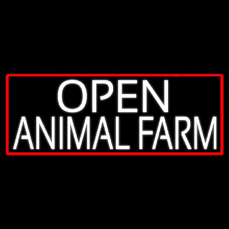 White Open Animal Farm With Red Border Neonreclame