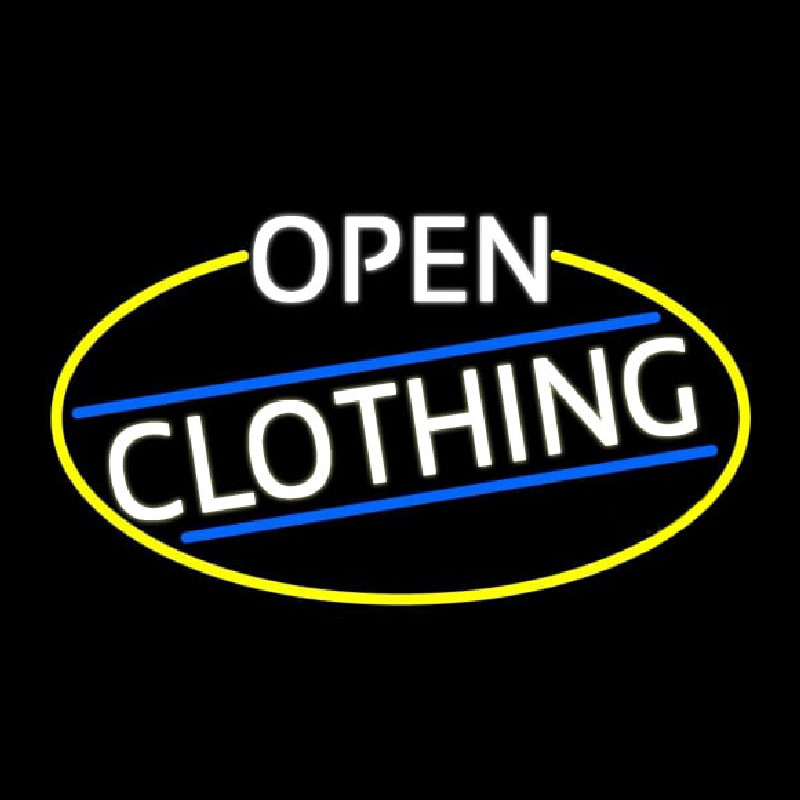 White Open Clothing Oval With Yellow Border Neonreclame