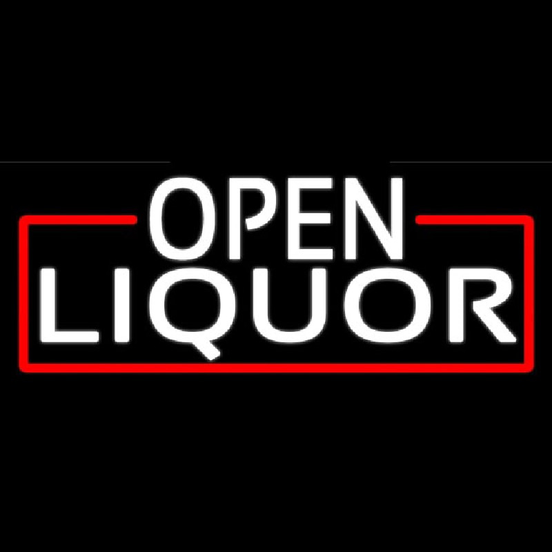 White Open Liquor With Red Border Neonreclame