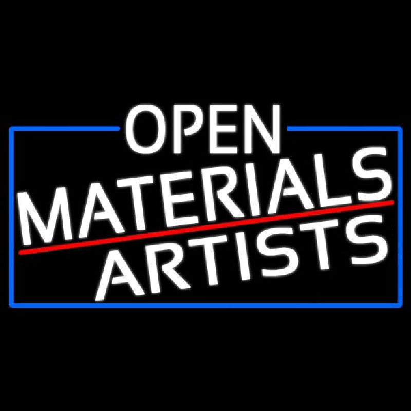 White Open Materials Artists With Blue Border Neonreclame