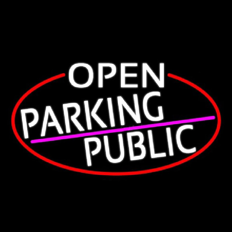 White Open Parking Public Oval With Red Border Neonreclame