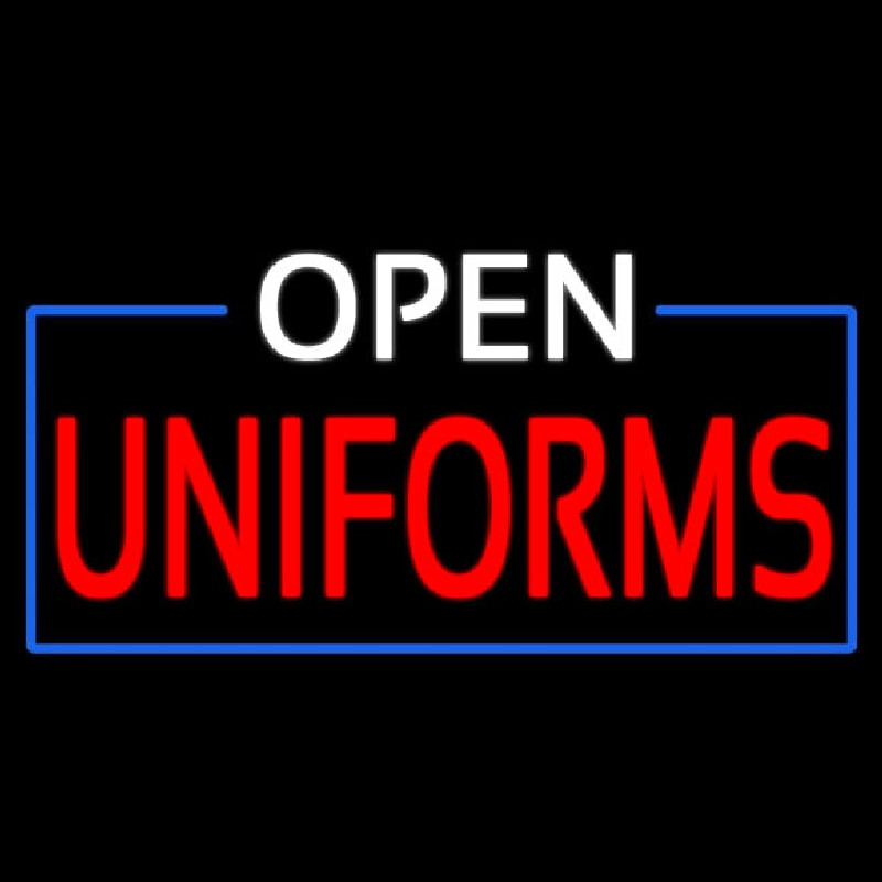 White Open Uniforms Blue Border Neonreclame