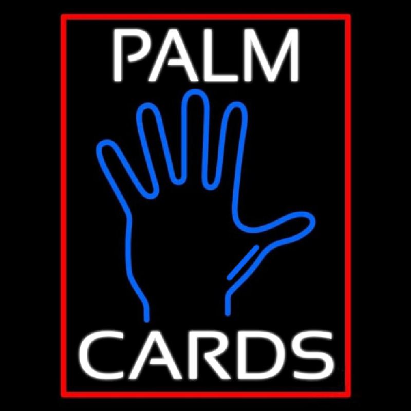 White Palm Cards Red Border Neonreclame