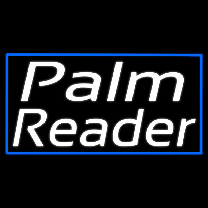 White Palm Reader Blue Border Neonreclame