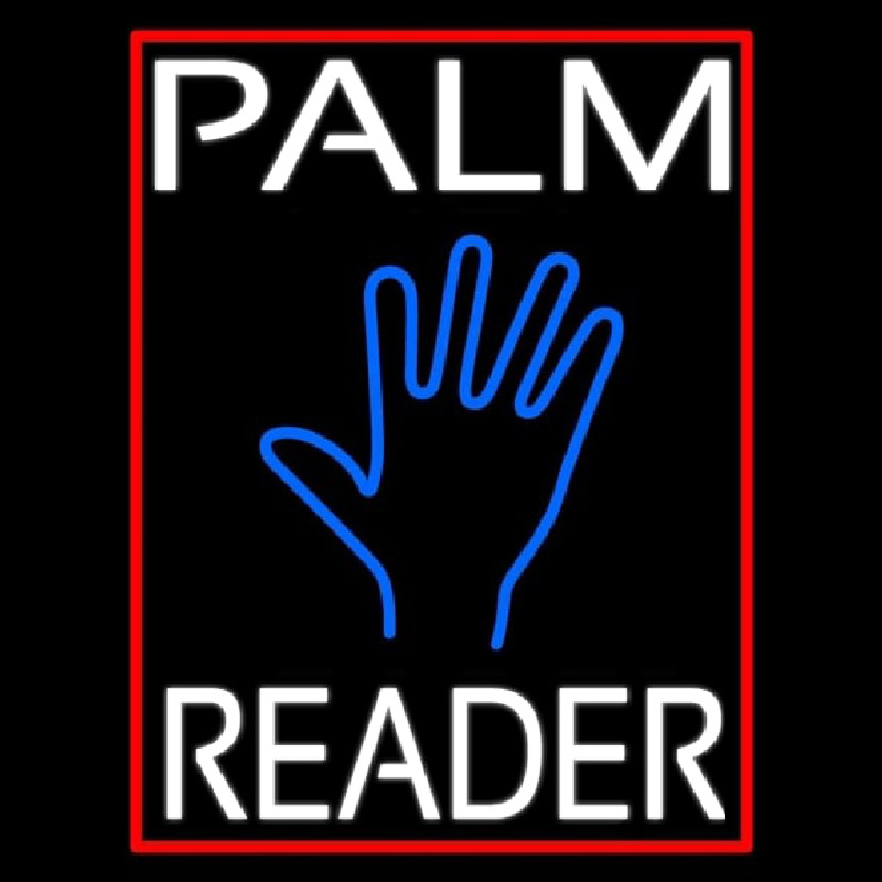 White Palm Reader Red Border Neonreclame