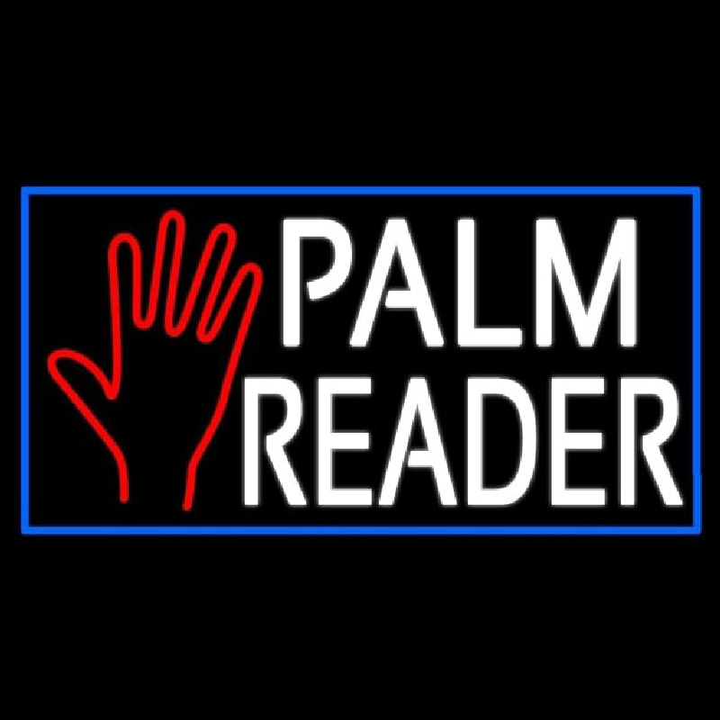 White Palm Reader With Blue Border Neonreclame