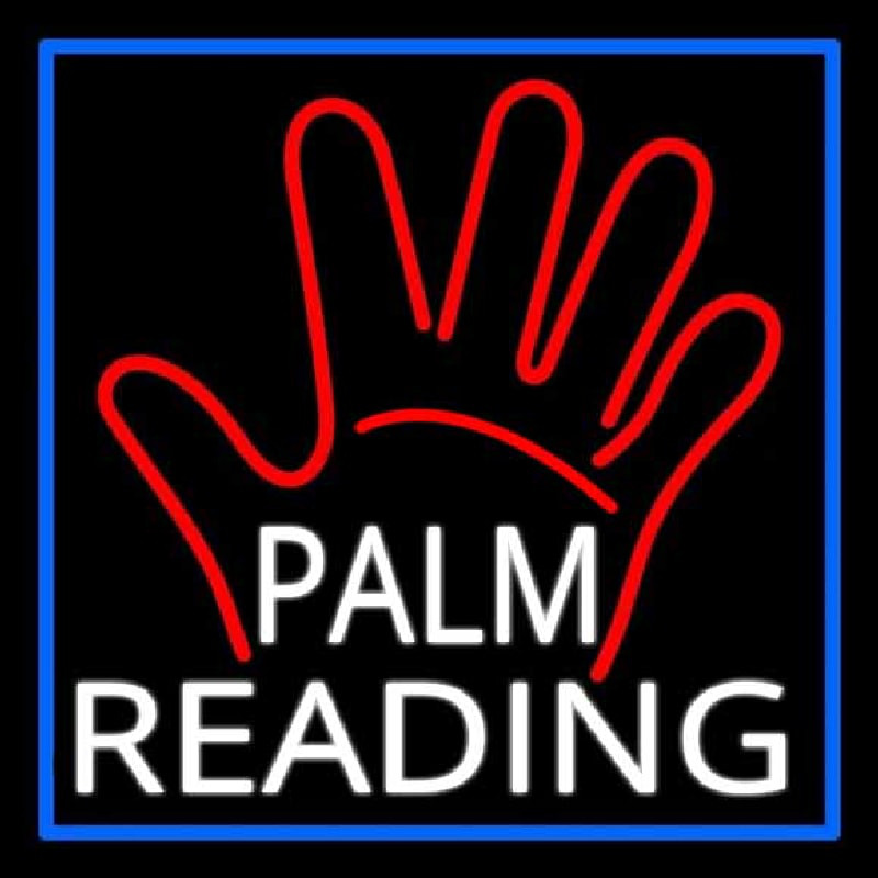 White Palm Reading Blue Border Neonreclame