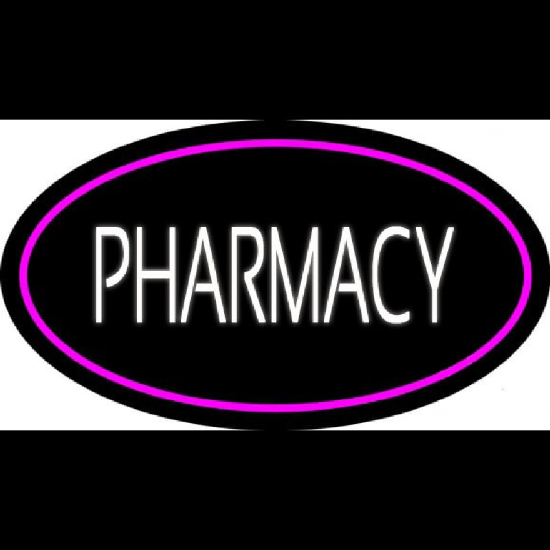 White Pharmacy Pink Oval Border Neonreclame