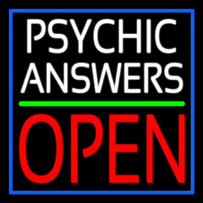 White Psychic Answers Red Open Green Line Neonreclame