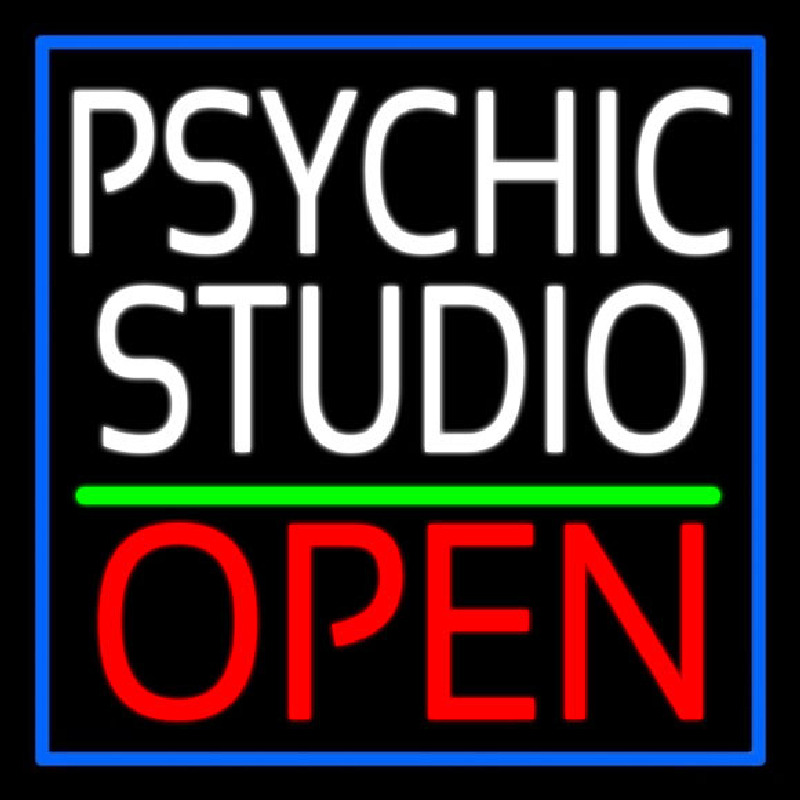 White Psychic Studio Red Open Green Line Neonreclame