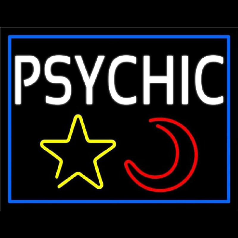 White Psychic With Moon And Star Neonreclame