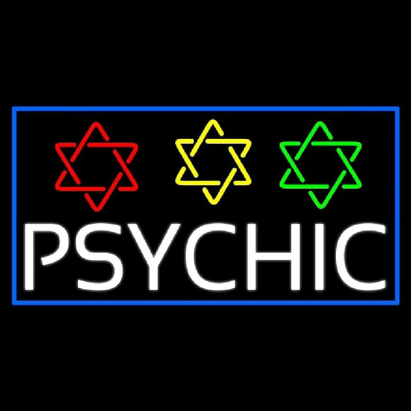 White Psychic With Stars Neonreclame