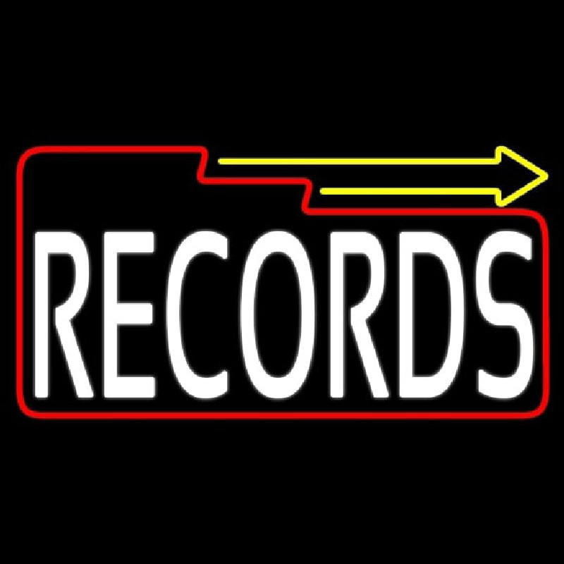 White Records Block With Arrow 2 Neonreclame