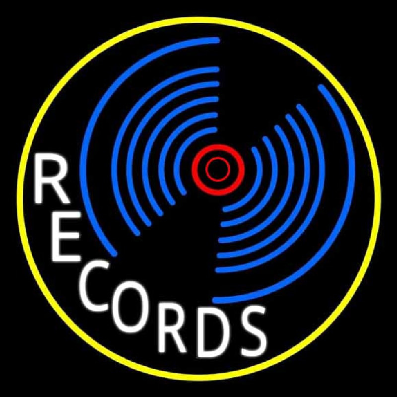 White Records Block Yellow Border 1 Neonreclame