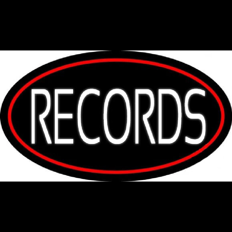 White Records Red Border Neonreclame